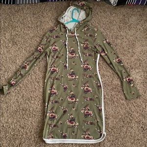This is a medium dress with a hoodie.